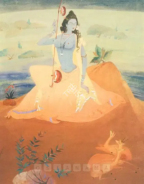 Chughtai, M.A.R. (Artist). Ragni Holding A Vina With Deer, n.d. | Painting