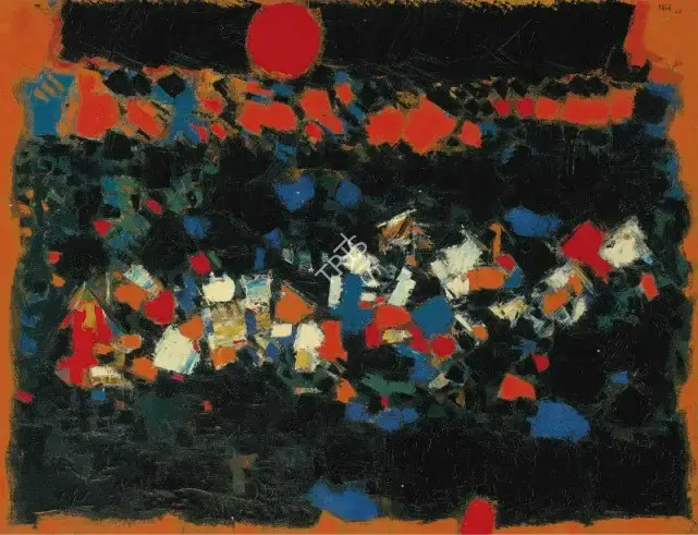 Raza, S.H. (Artist). Red Sun And Black Clouds, 1960 | Painting