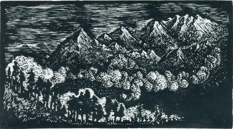Mittal, Jagdish (Artist). Kanchenjunga from Sikkim, n.d. | Graphic Art