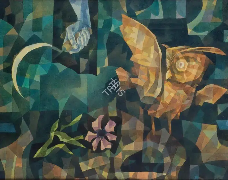 Ghosh, Shili (Artist). Untitled (The Owl and the Sickle), 1992 | Painting