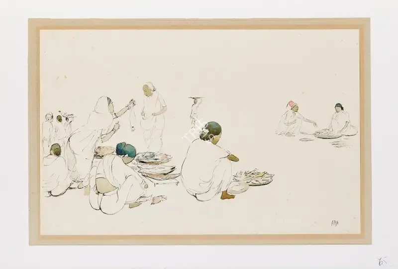 Ara, K.H. (Artist). Untitled (Market Scene), n.d. | Drawing