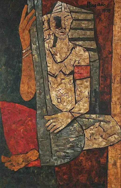 Husain, M.F. (Artist). Veena Player, 1978 | Painting