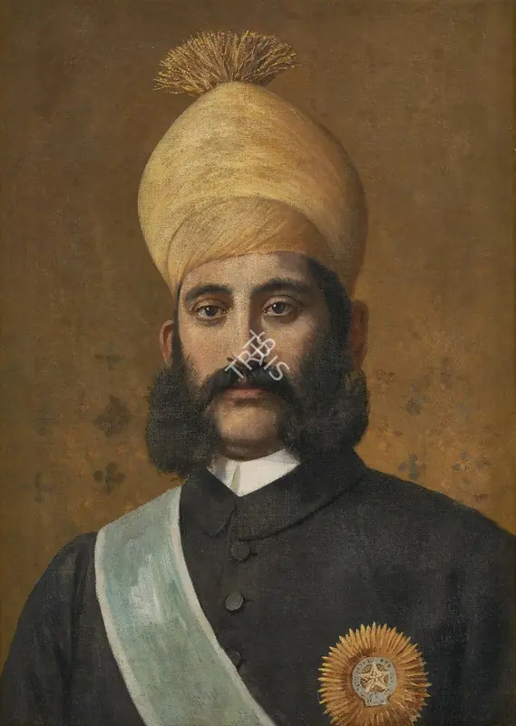 Varma, Raja Ravi (Artist). Nizam of Hyderabad. Oil on canvas, 1902 | Painting | EconomicsArt | 00869946