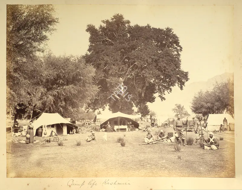 Studio Baker & Burke (Photographic Studio). Camp life. Kashmir. Albumen print pasted on mount, 1868-72 | Antiquarian Photograph | Photography | 00115568