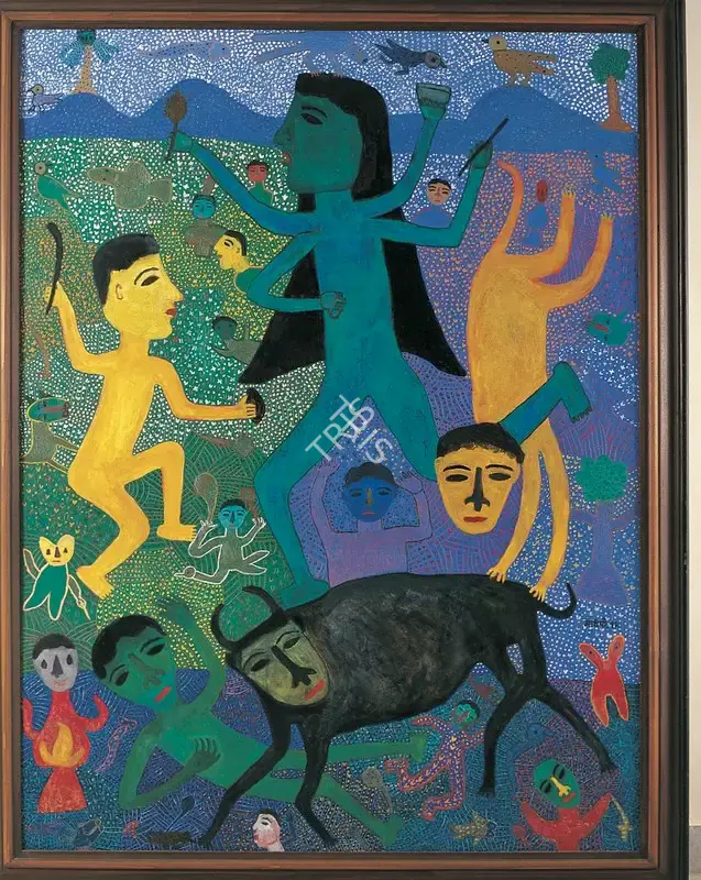 Parekh, Madhavi (Artist). Blue Goddess. Oil on canvas, 1992 | Painting  | 00877494
