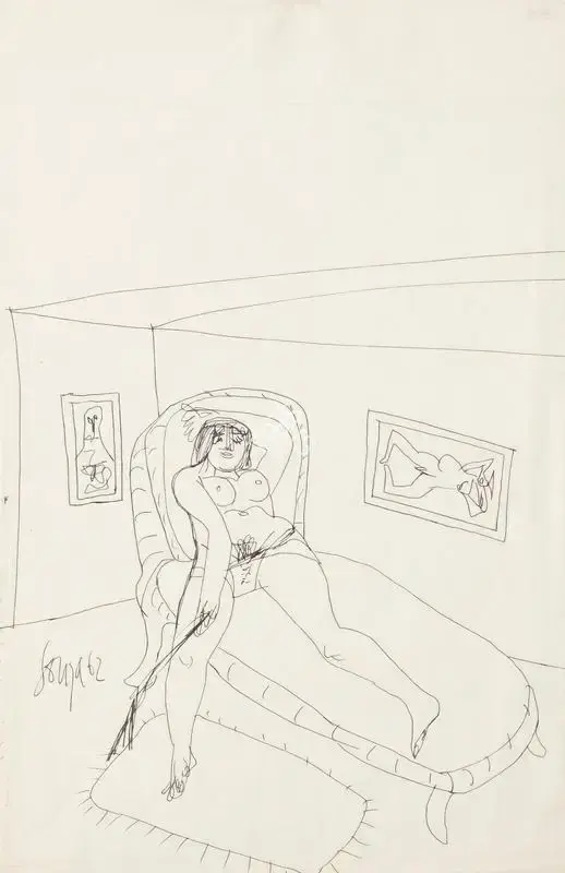 Souza, F.N. (Artist). Reclining Woman (Dominatrix), 1962 | Drawing