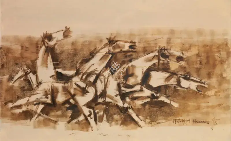 Husain, M.F. (Artist). Untitled (Horses), c.1970 | Painting