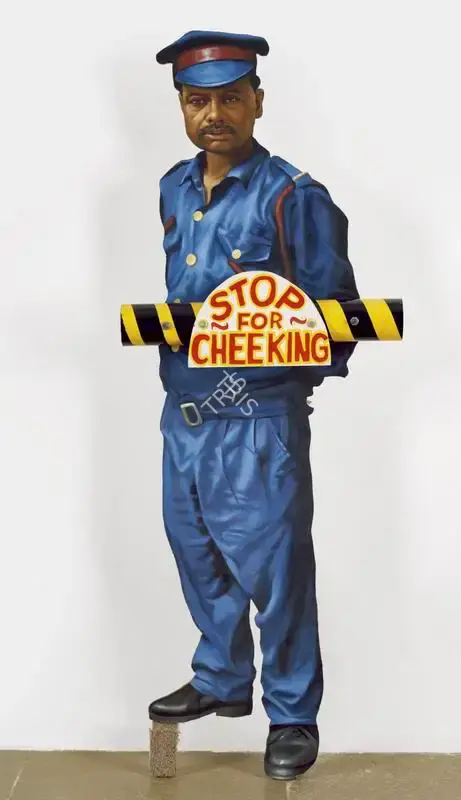 Ghosh, Subba (Artist). Stop for Cheeking. Oil on canvas pasted on MDF board, enamel and pvc tube, 2008 | Sculpture | FineArts | 00334976