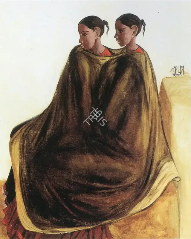 Prabha, B. (Artist). Two Women. Oil on canvas, 1983 | Painting | FineArts | 00374079