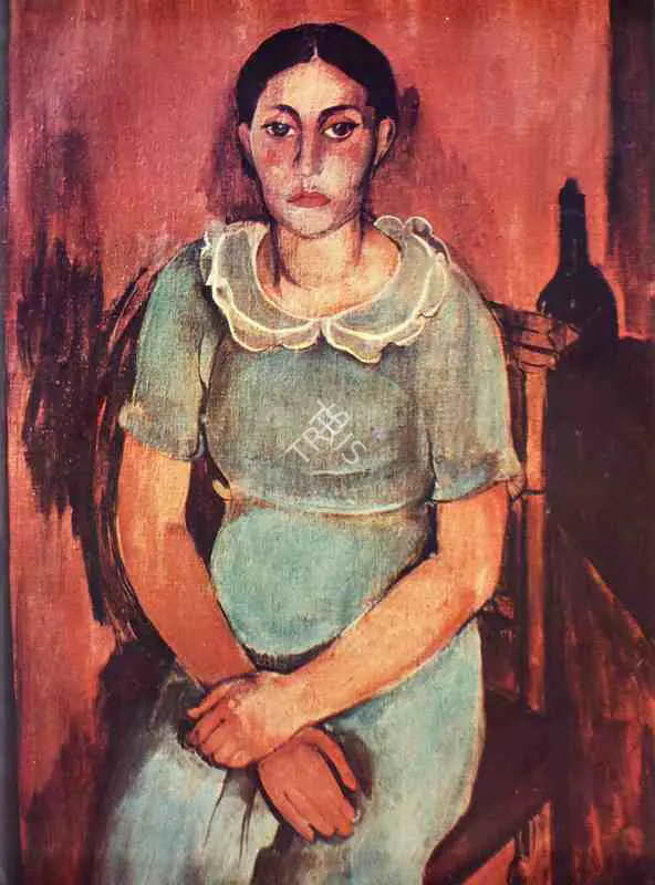 Sher-Gil, Amrita (Artist). Study of Model in Green. 1934 | Marg, March 1972 | Painting | FineArts | 00674449