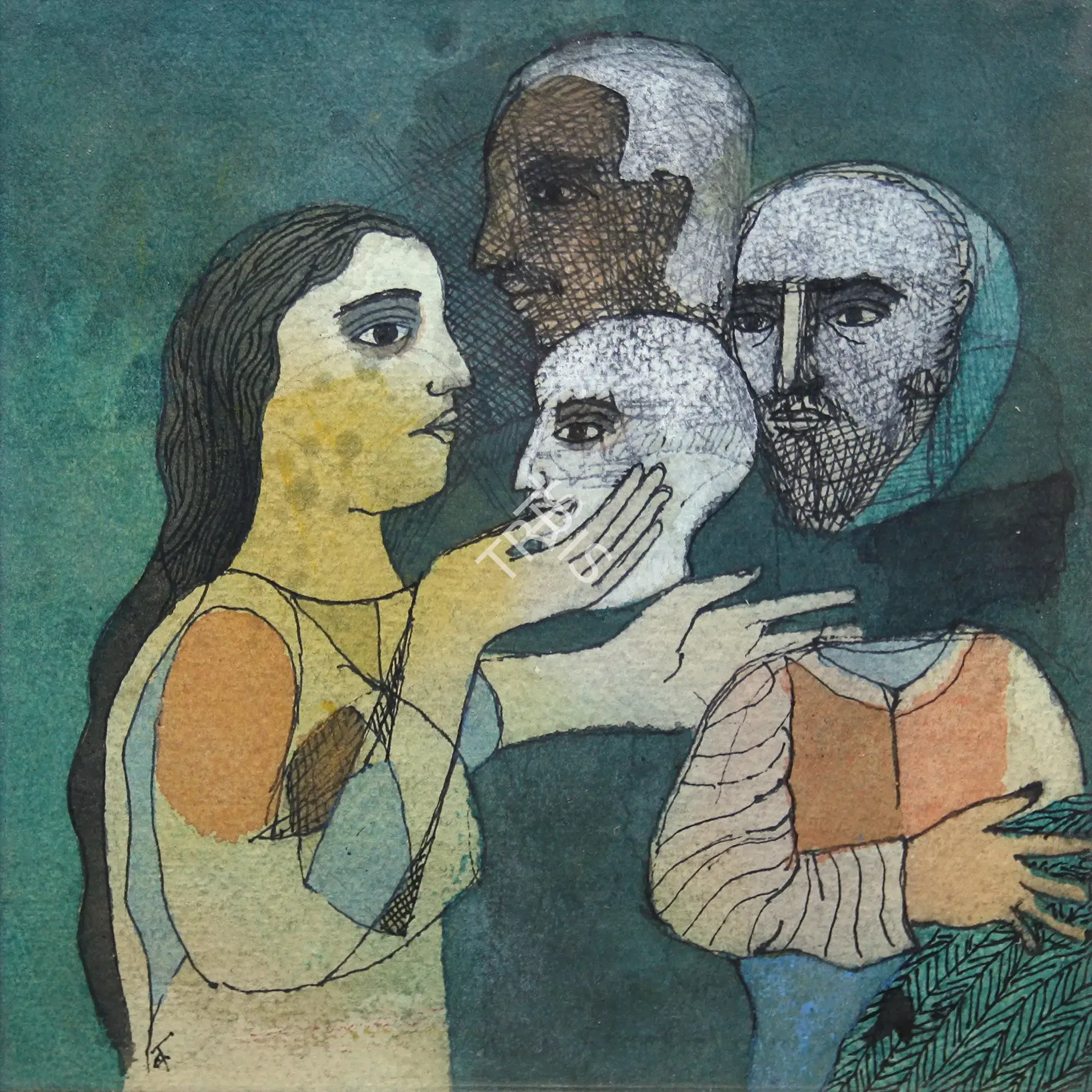 Narayan, Badri (Artist). The Displaced Heads, 1998-2001 | Painting