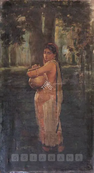 Mazumdar, Hemendranath (Artist). Women In Wet Sari With Pitcher. Oil on canvas, mid 1930s | Painting  | 00877515