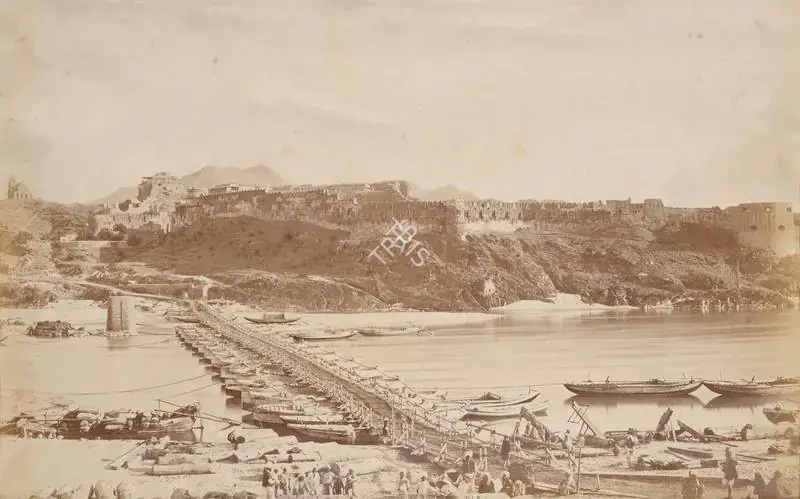 Burke, John (Photographer). The bridge of Beats over the river Indus Attock. Albumen print, 1878 | Antiquarian Photograph | Photography | 00115134
