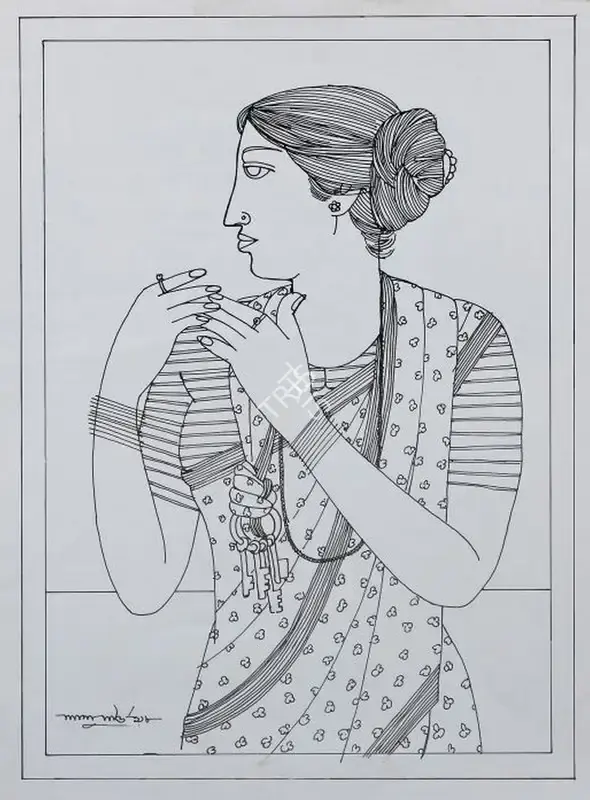 Shaw, Lalu Prasad (Artist). Untitled. Sketch pen on paper, 1998 | Drawing | FineArts | 00646379