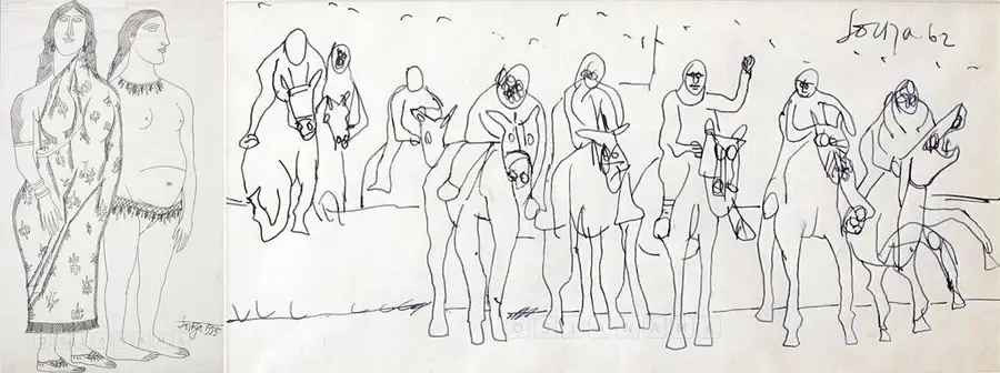Souza, F.N. (Artist). Two Women, 1955 | Drawing