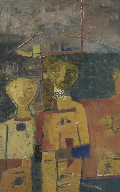 Ramkumar (Artist). Untitled (Two Figures). Oil on canvas, 1960 | Painting | FineArts | 00354964