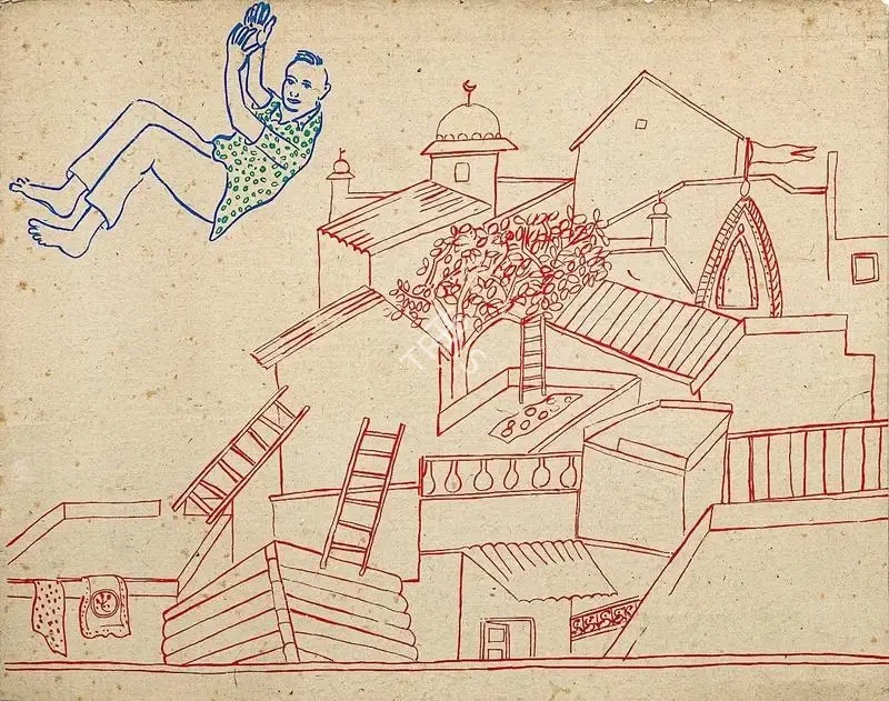 Khakhar, Bhupen (Artist). Illustration for Bhupen Khakhar Exhibition at Chemould Gallery, 1988 | Drawing