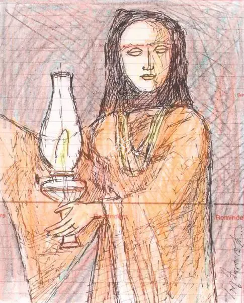 Pyne, Ganesh (Artist). Lady With A Lamp, 1992 | Drawing