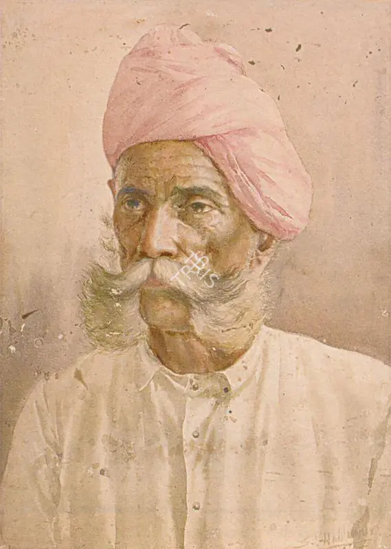 Haldankar, S.L. (Artist). Portrait of an Elderly Man. Pencil and watercolour on paper, 1911 | Painting | FineArts | 00599684