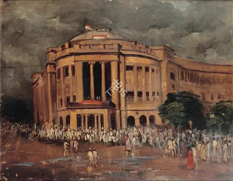 Tendulkar, A.S. (Artist). Sir Cowasji Jehangir Hall on Independence Day, late 1940s | Painting