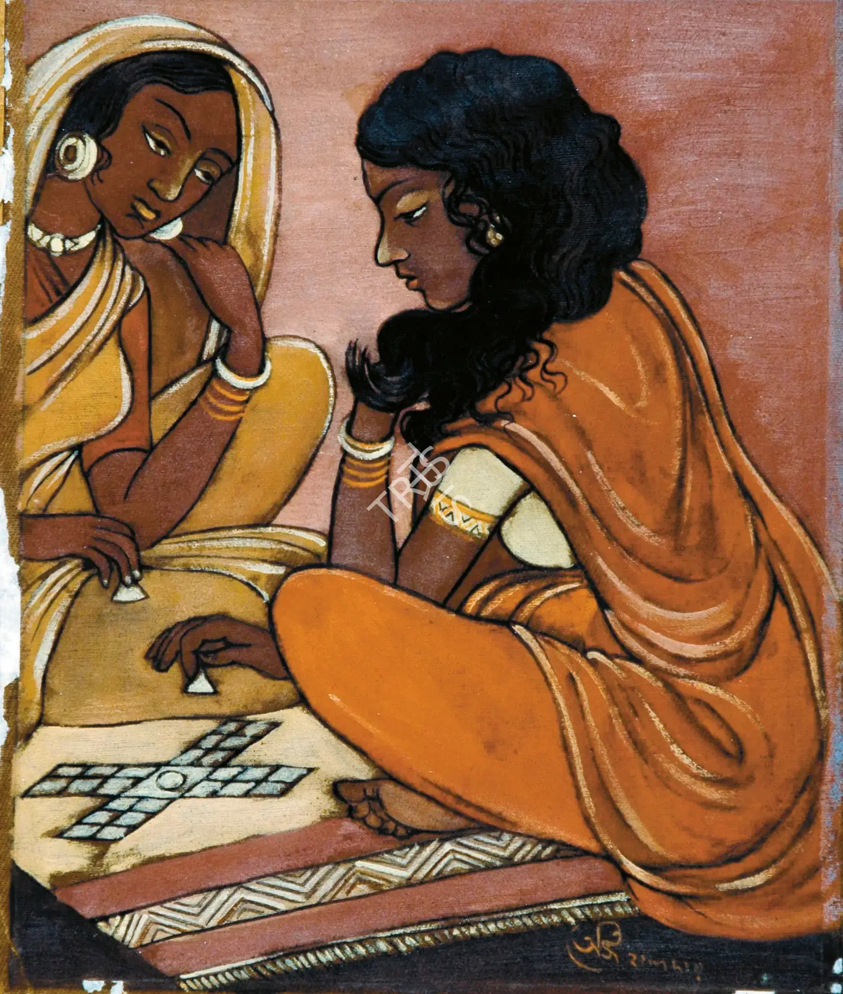 Haldar, A.K. (Artist). The Players, late 1940s | Painting