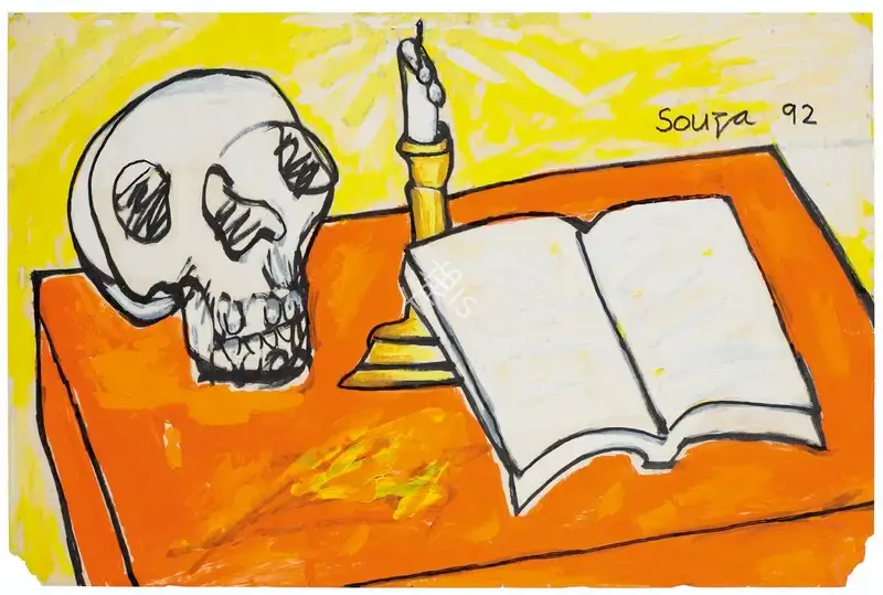 Souza, F.N. (Artist). Untitled (Still Life with Skull), 1992 | Painting