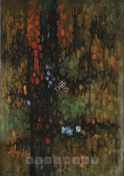 Sharma, O.P. (Artist). Yellow Houses, 1964 | Painting