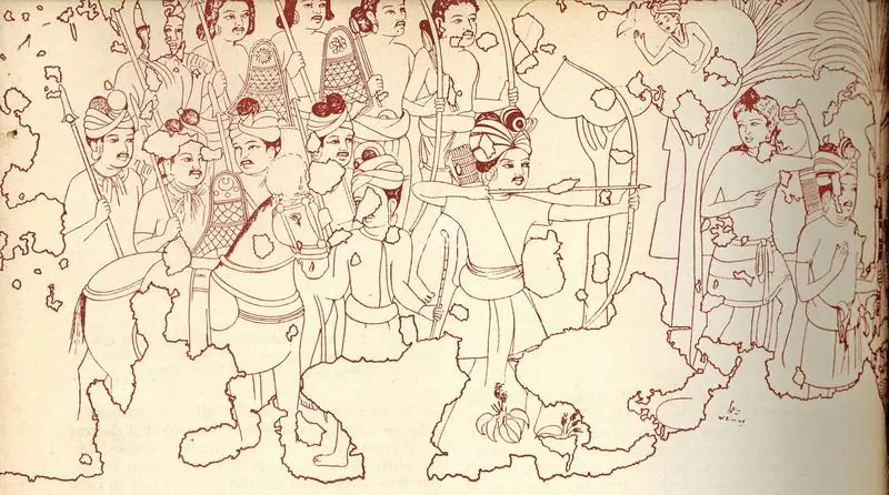Unknown (Artist). Syama Jataka. Late 2nd Century B.C. | Marg, October 1948 | Sketch | FineArts | 00673781