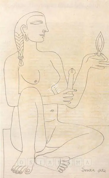Souza, F.N. (Artist). Nude, 1952 | Drawing