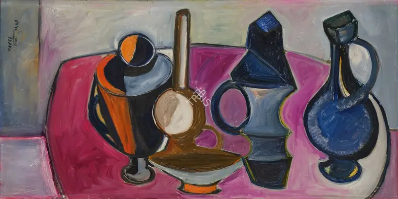 Bakre, S.K. (Artist). Untitled (Still Life). Oil on board, 1961 | Painting | FineArts | 00363005