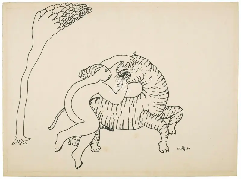 Bawa, Manjit (Artist). Untitled. Felt tip pen and pencil on paper, 1990 | Drawing | FineArts | 00340504