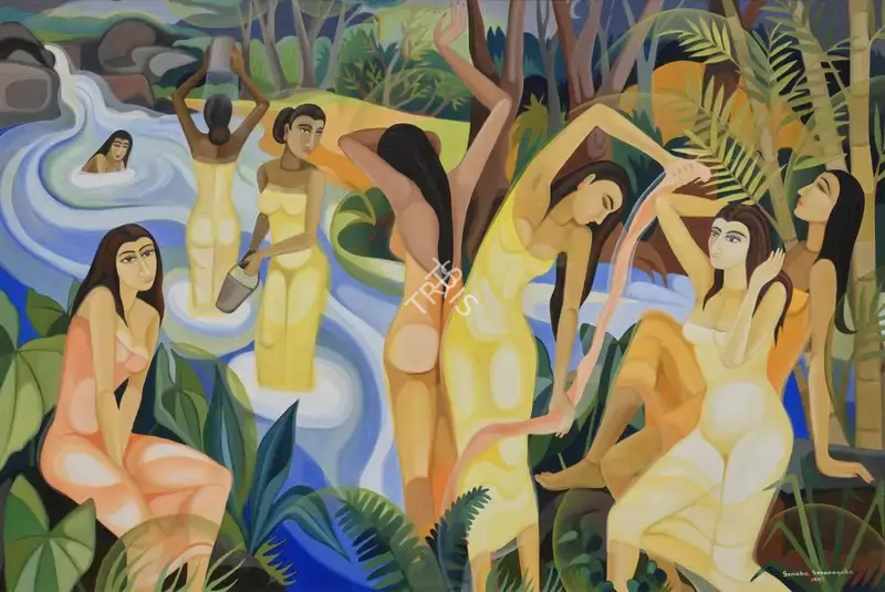 Senanayake, Senaka (Artist). Untitled (Women). Oil on canvas, 1997 | Painting | EconomicsArt | 00869647