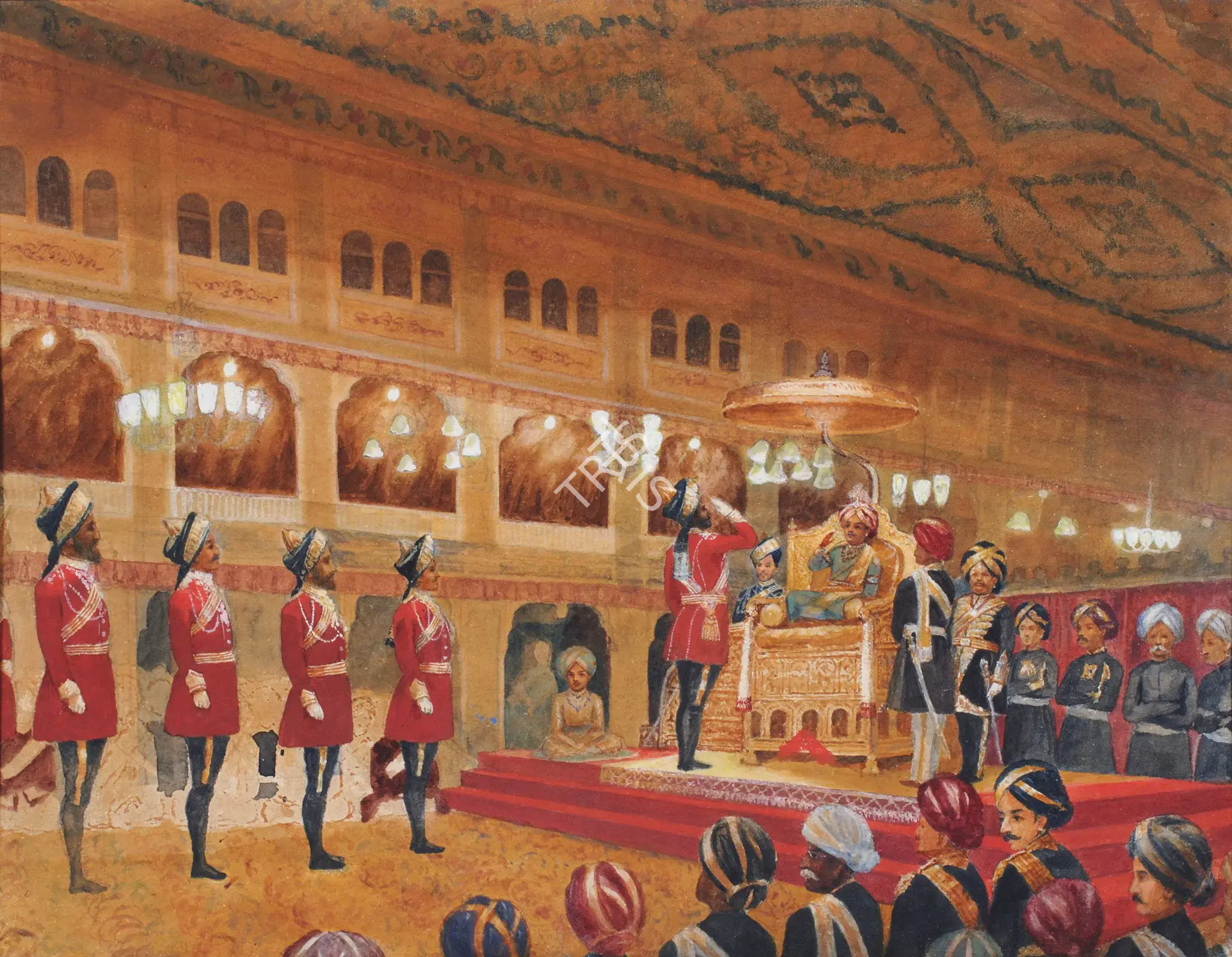 Varma, Raja Ravi (Artist). Coronation Of Krishnaraja Wodeyar Iii At The Mysore Durbar, c.1884 | Painting