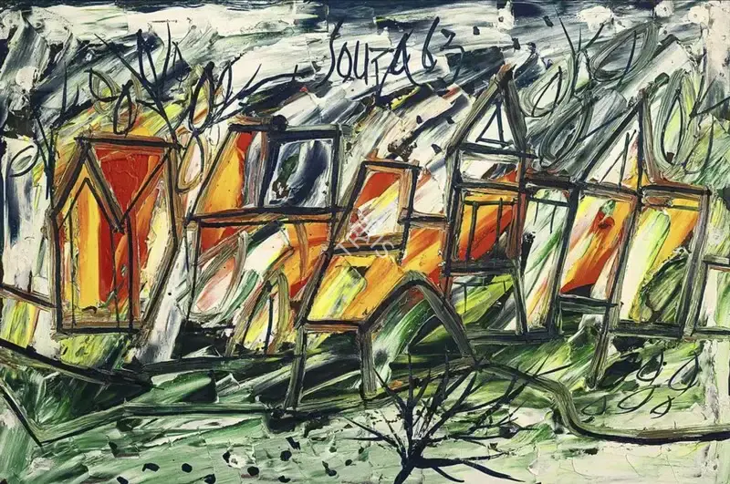Souza, F.N. (Artist). Untitled (Landscape), 1963 | Painting
