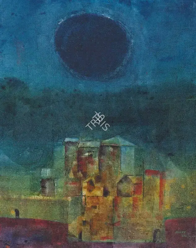 Bakre, S.K. (Artist). Untitled (Landscape). Oil on canvas, 1970 | Painting | FineArts | 00641828