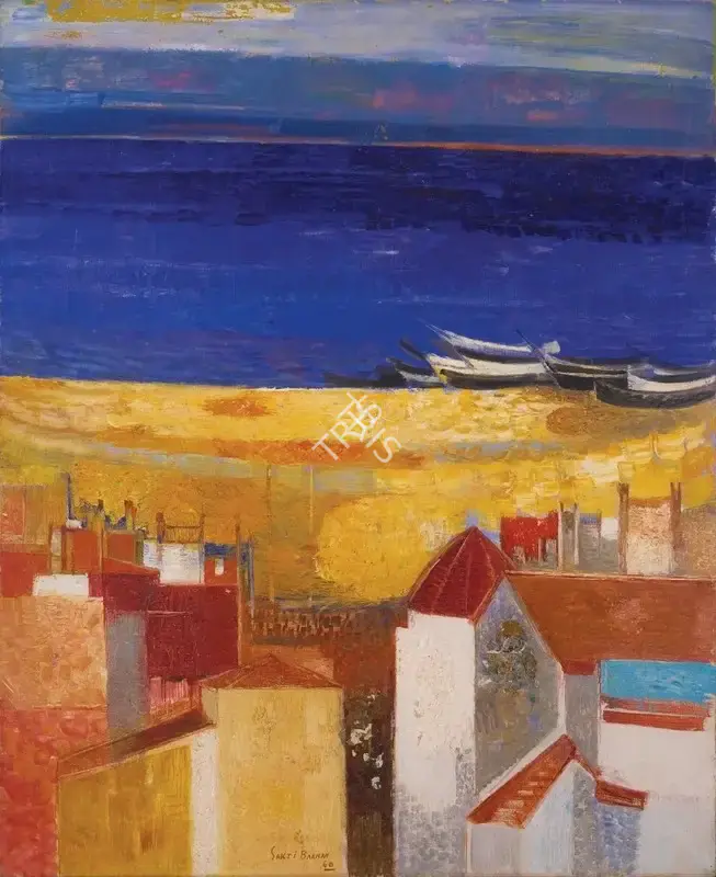 Burman, Sakti (Artist). Untitled (The Seaside). Oil on canvas, 1960 | Painting | FineArts | 00603411