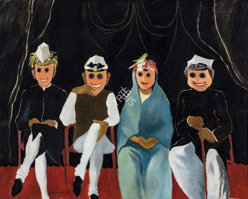 Sanyal, B.C. (Artist). Our Politicians (Facing the Camera), 1979 | Painting