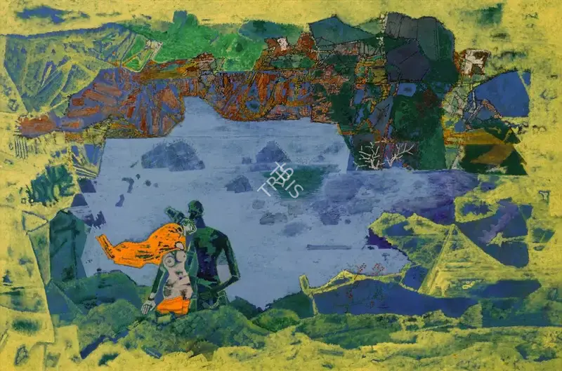 Santhanaraj, A.P. (Artist). Lovers at the Lake. Mixed media on canvas, 2005 | Painting | FineArts | 00416510