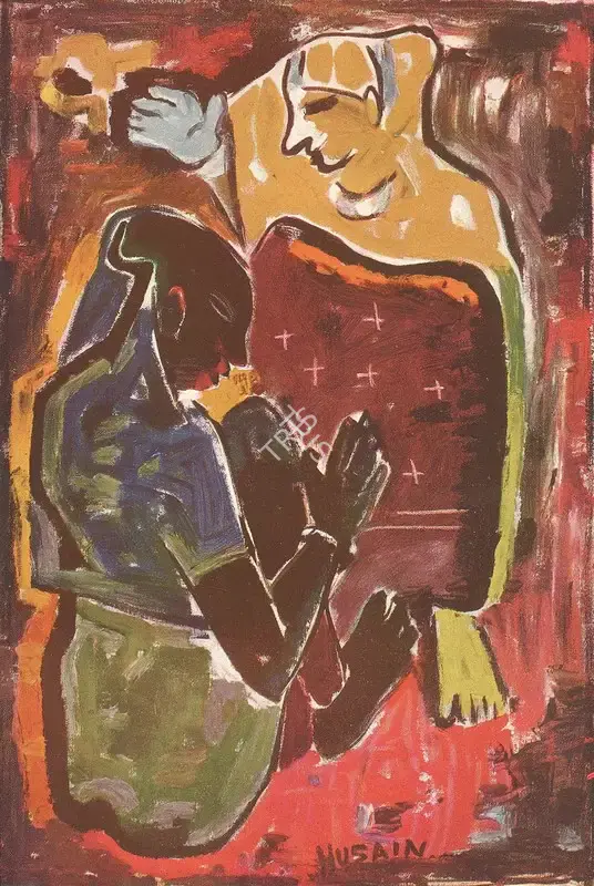 Husain, M.F. (Artist). Women at Work. n.d. | Marg, October 1950 | Painting | FineArts | 00673851