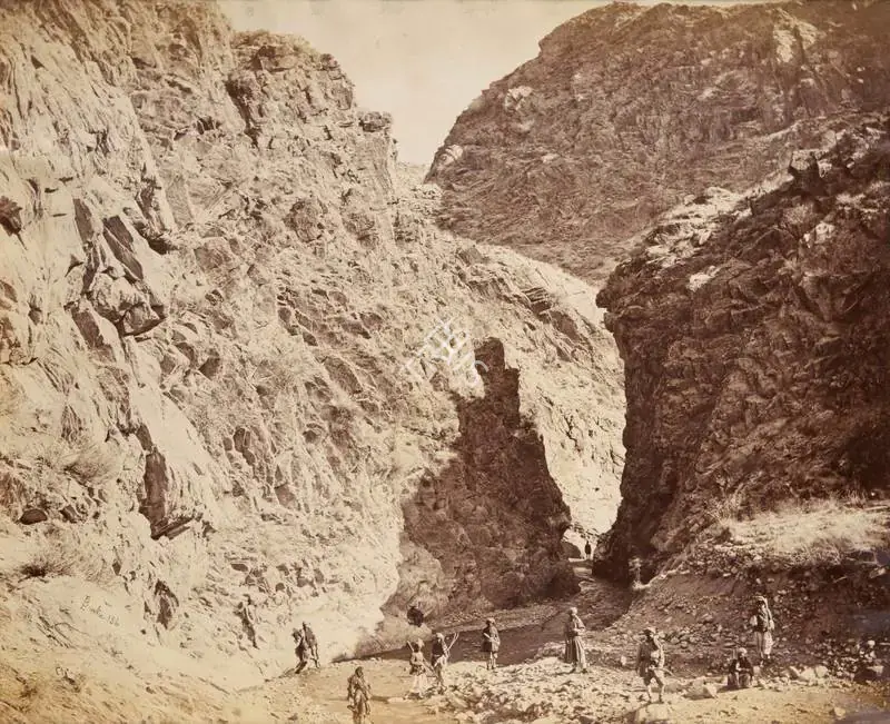 Burke, John (Photographer). Entrance to Jugdulluck Defile - Khyber Pass. Albumen print pasted on mount, 1879-1880 | Antiquarian Photograph | Photography | 00115118