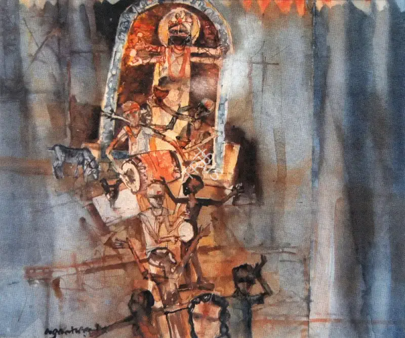 Ray, Shyamal Dutta (Artist). Visarjhan. Watercolour on paper, n.d. | Painting | FineArts | 00898904