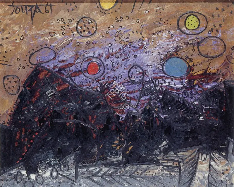 Souza, F.N. (Artist). Seascape, 1961 | Painting