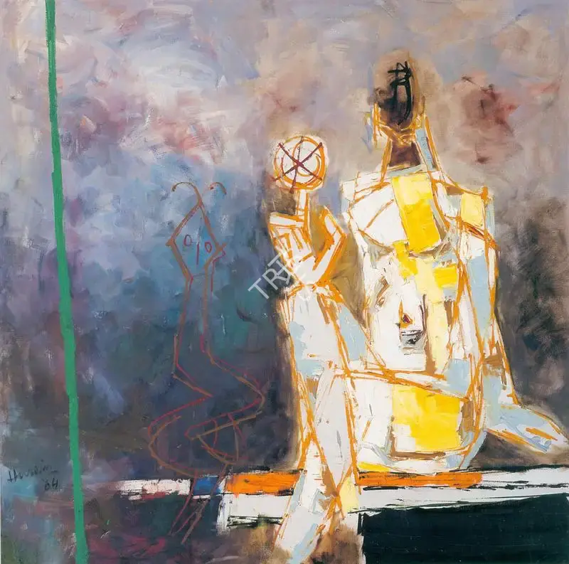 Husain, M.F. (Artist). Green Line, 1964 | Painting