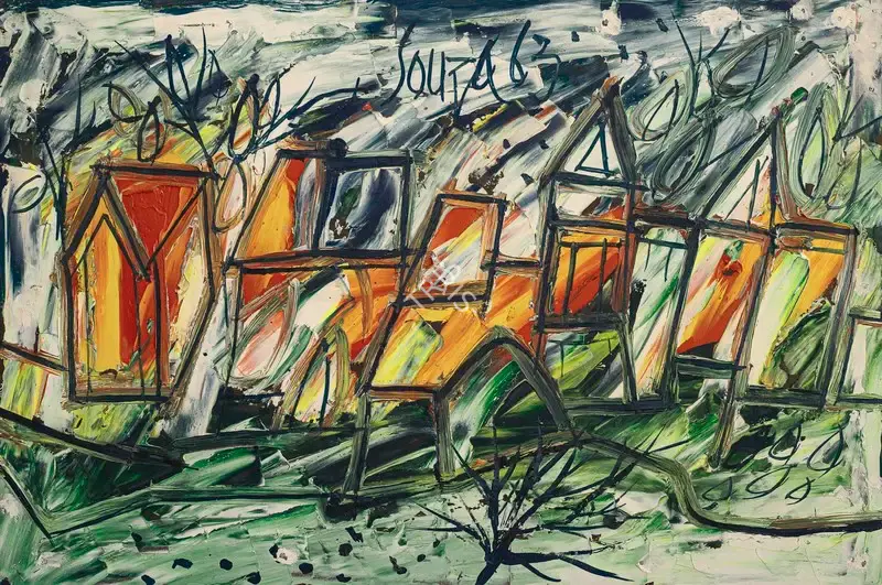 Souza, F.N. (Artist). Untitled (Landscape), 1963 | Painting
