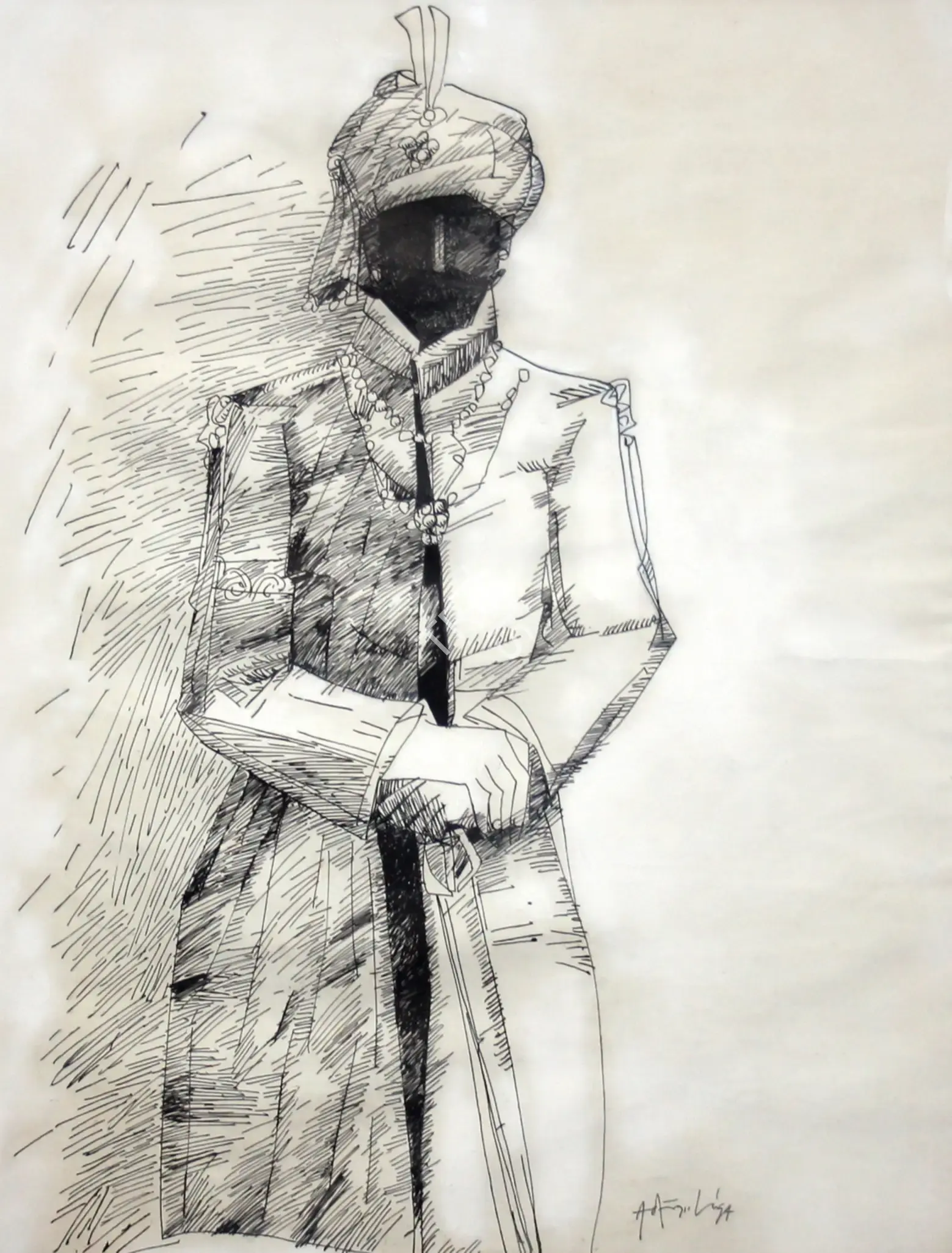 Adimoolam, K.M. (Artist). Untitled. Pen and ink on paper, 1994 | Drawing | FineArts | 00899301