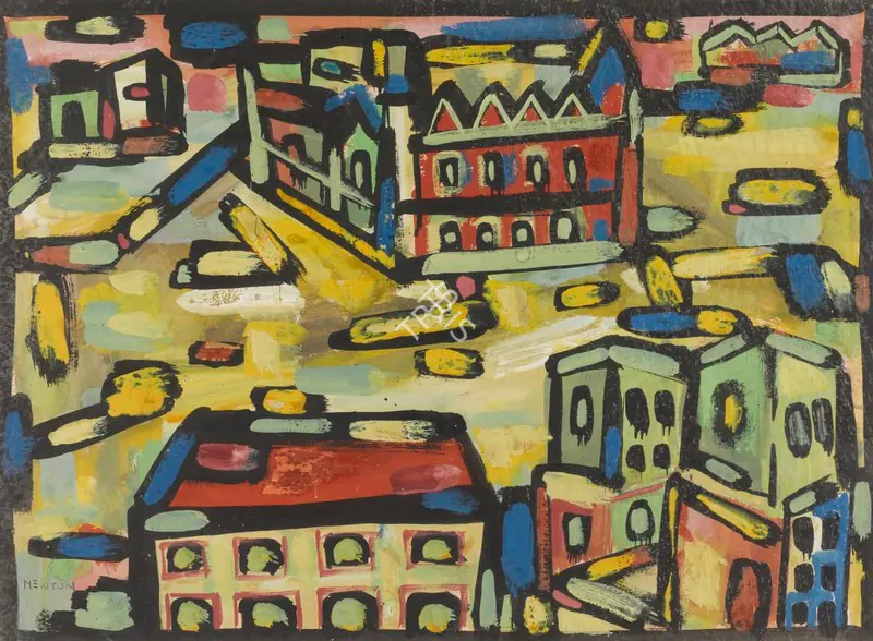 Souza, F.N. (Artist). Untitled (Cityscape), n.d. | Painting