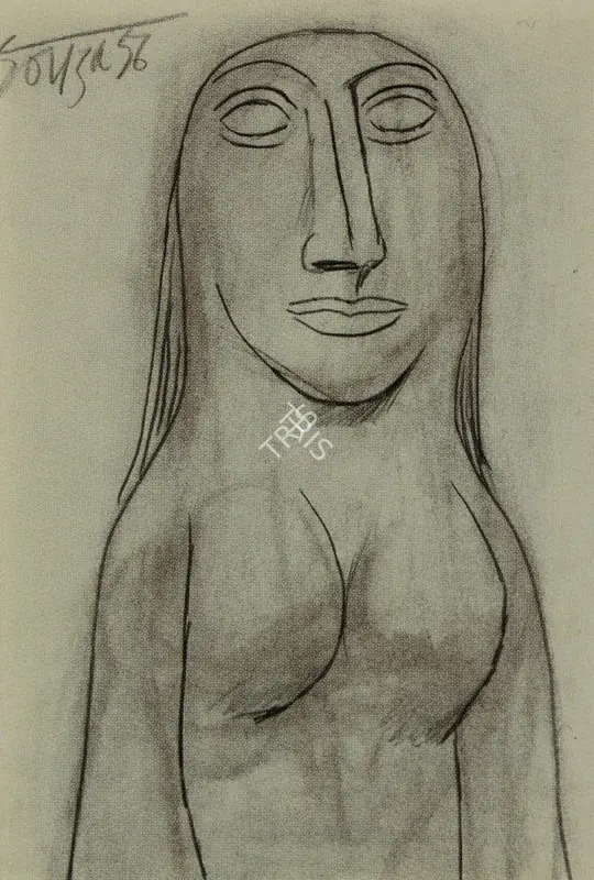 Souza, F.N. (Artist). Untitled (Woman), 1956 | Drawing