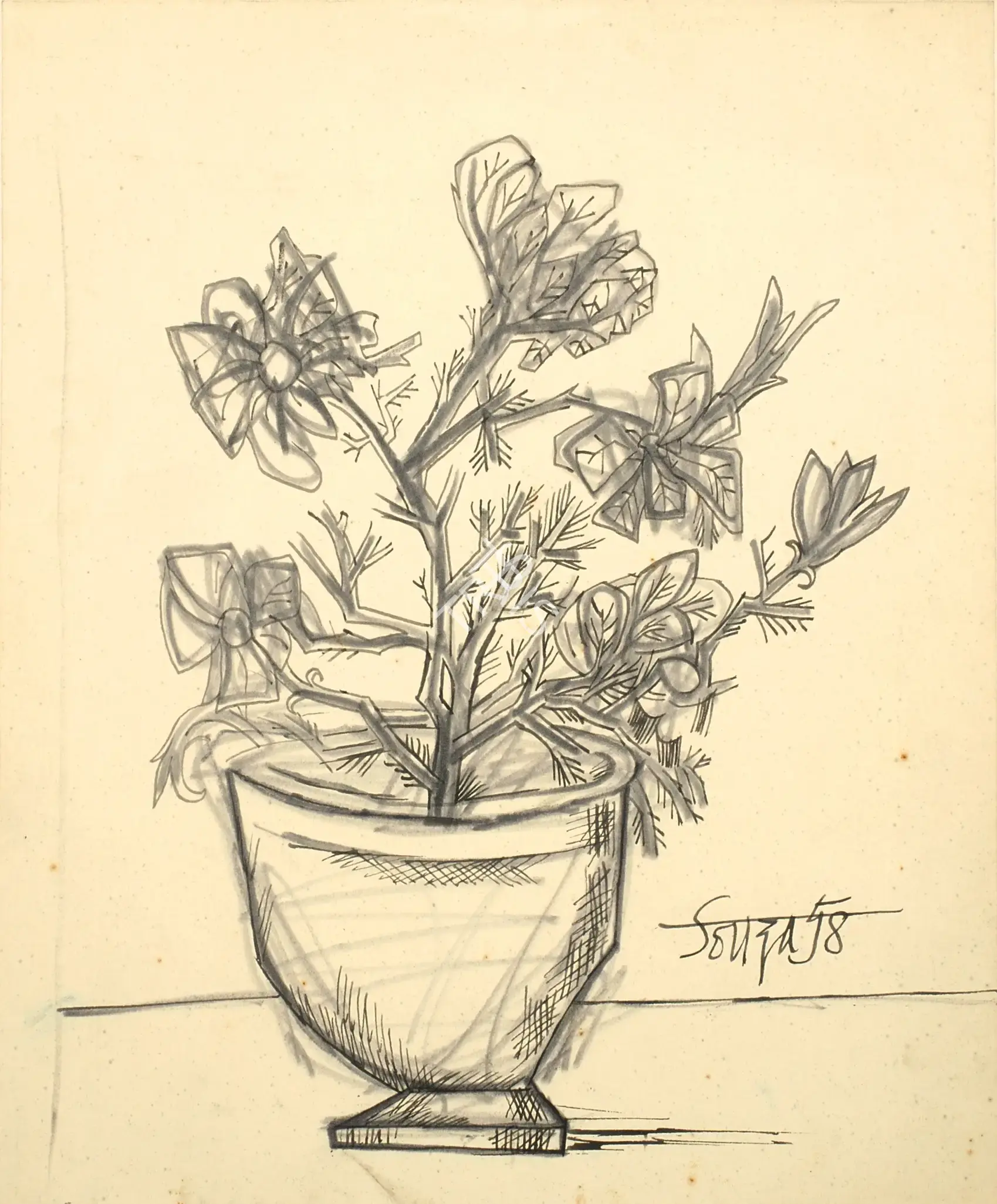 Souza, F.N. (Artist). Still Life, 1958 | Drawing