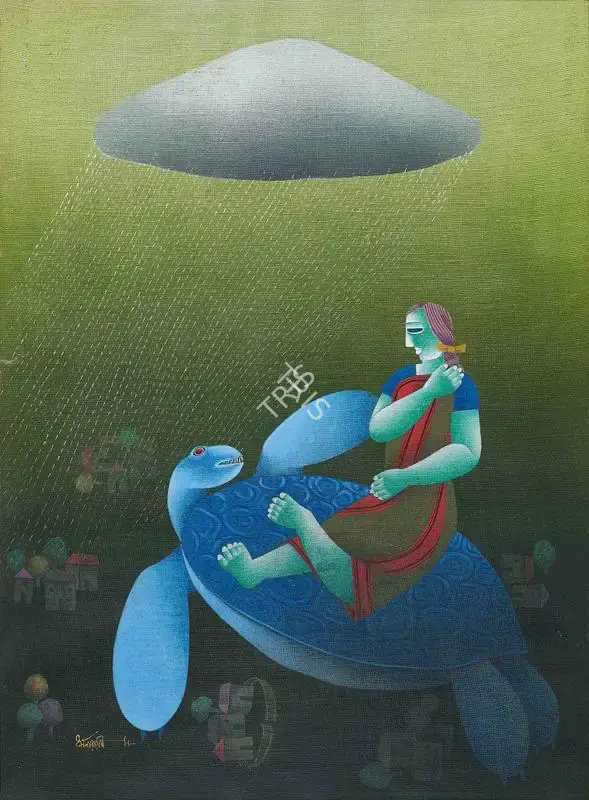 Dasgupta, Dharmanarayan (Artist). Untitled. Tempera on canvas laid on card, 1984 | Painting | FineArts | 00418507