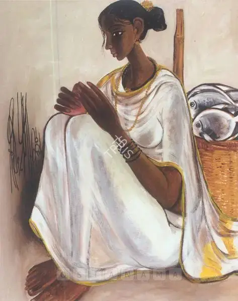 Prabha, B. (Artist). Fisherwoman, n.d. | Painting